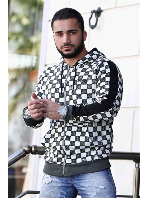 Madmext Haki Kapüşonlu Erkek Fermuarlı Sweatshirt 2746 - S000051149-18547