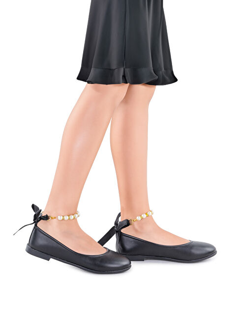 Kiko Kids Blanch Cilt İncili Lastikli Kız Bebek Babet Ayakkabı - S000174543-19351