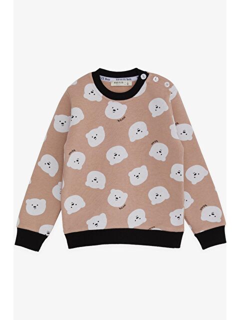 Breeze Kız Çocuk Sweatshirt Ayıcık Desenli Bej (1.5-2 Yaş) - S000068507-19928