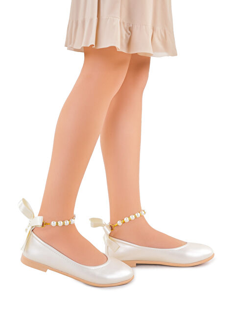 Kiko Kids Blanch Cilt İncili Lastikli Kız Bebek Babet Ayakkabı - S000174543-19928