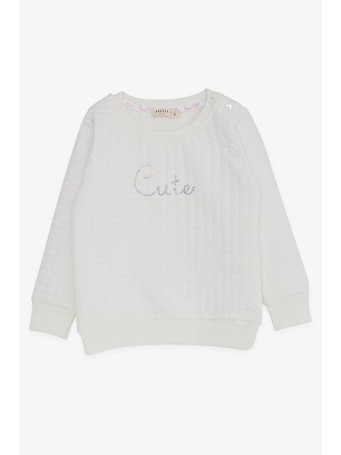 Breeze Kız Bebek Sweatshirt Pullu Yazı Baskılı Kırık Beyaz (1.5 Yaş) - S000068530-37258