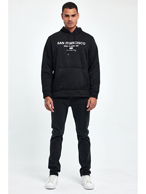 Süperlife Regular Fit İçi Polarlı 3 İplik Kanguru Cepli San FranciscoErkek Hoodie spr24sw02 - S000060888-19351