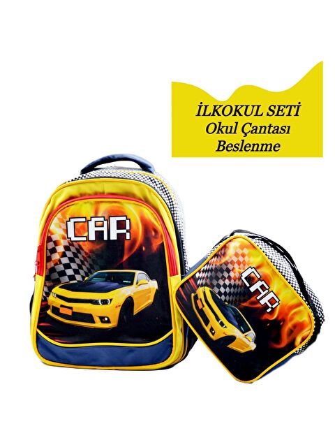 Sentor 3 Bölmeli İlkokul Okul Sırt Çantası Ve Beslenme Çantası Car Sarı - S000079735-20072