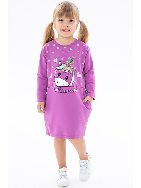 Breeze Kız Çocuk Tunik Baskılı Pullu  Mor (1.5 Yaş) - S000069925-20042