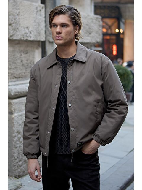 Danger Erkek Oversize Çıt Çıt kapamalı Vizon Ceket Mont - S000341803-26429