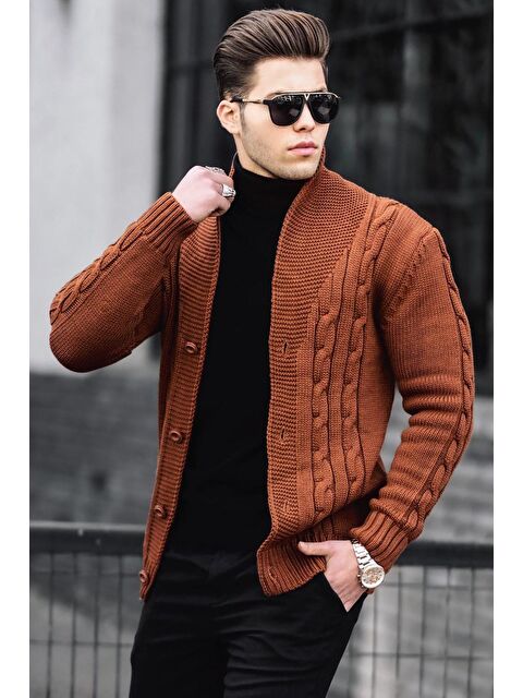 Madmext Kiremit Örgülü Hırka 9053 - S000050843-18657