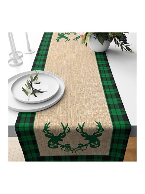 Evmila Yılbaşı Özel Geyik Desenli Runner 40x140 cm - S000085324-23173