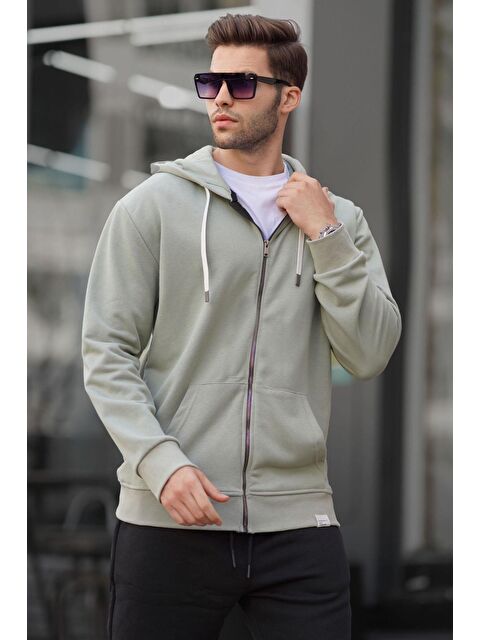 Madmext Mint Yeşili  Kapüşonlu Fermuarlı Sweatshirt 6161 - S000079650-17259