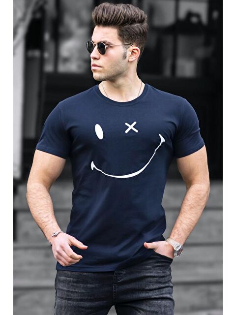 Madmext Lacivert %100 Pamuk Tişört 5060 - S000016787-21164