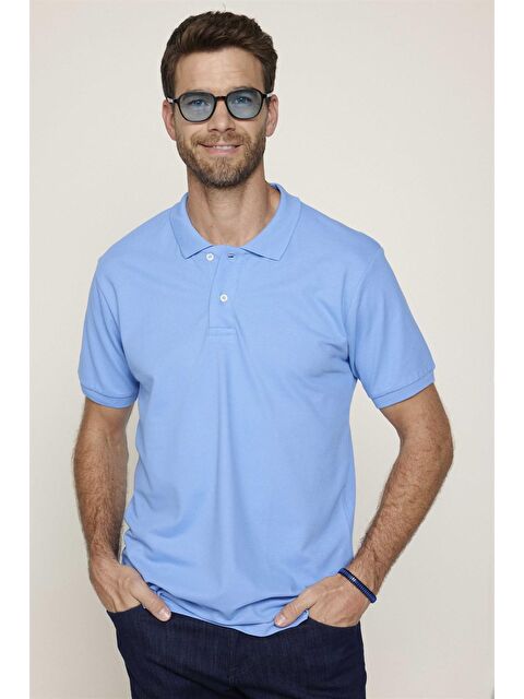 TUDORS Erkek Polo Yaka Slim Fit Düz Pamuk Pike Tişört