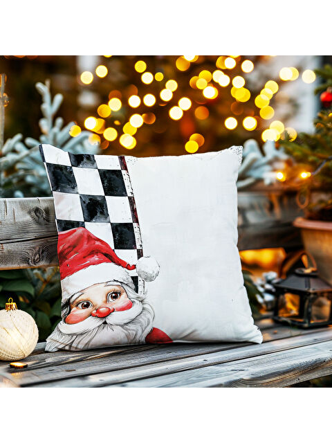 Evmila Yılbaşı Temalı Desenli 43x43 Kare Kadife Kırlent Kılıfı - S000292261-23173