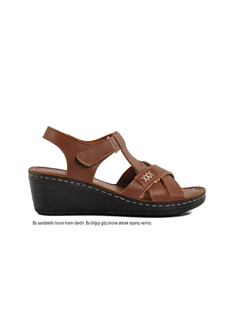 Ayakmod Taba Topuklu Kadın Sandalet 673572 Z - S000343097-37454