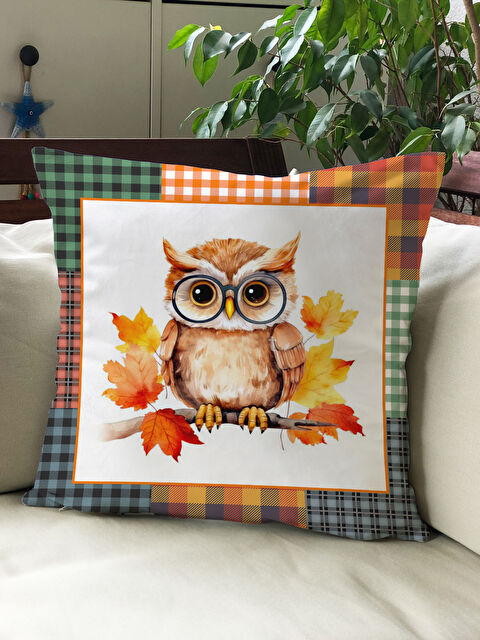 Evmila Sonbahar Temalı 43x43 Kadife Kırlent Kılıfı - S000292179-23173