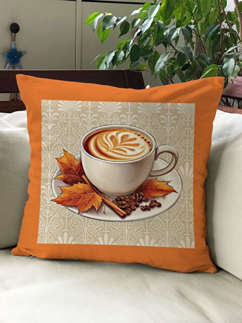 Evmila Sonbahar Temalı 43x43 Kadife Kırlent Kılıfı - S000292180-23173