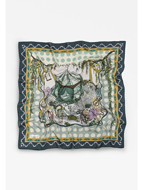 Fresh Scarfs Ocean Blue Starlıght Harmony Desen Floş Viskon Eşarp