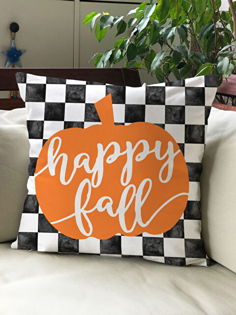 Evmila Sonbahar Temalı 43x43 Kadife Kırlent Kılıfı - S000292184-23173