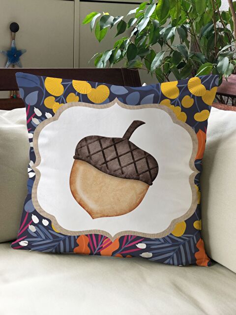 Evmila Sonbahar Temalı 43x43 Kadife Kırlent Kılıfı - S000292190-23173