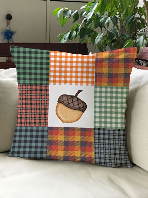 Evmila Sonbahar Temalı 43x43 Kadife Kırlent Kılıfı - S000292189-23173