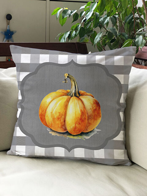 Evmila Sonbahar Temalı 43x43 Kadife Kırlent Kılıfı - S000292246-23173