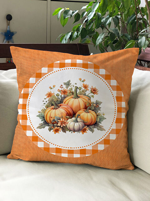 Evmila Sonbahar Temalı 43x43 Kadife Kırlent Kılıfı - S000292252-23173