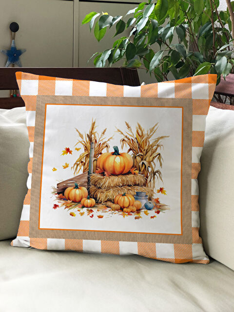 Evmila Sonbahar Temalı 43x43 Kadife Kırlent Kılıfı - S000292281-23173