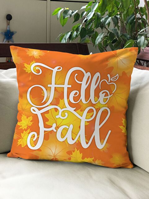 Evmila Sonbahar Temalı 43x43 Kadife Kırlent Kılıfı - S000292195-23173