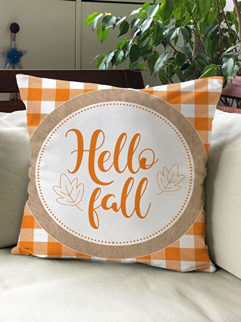 Evmila Sonbahar Temalı 43x43 Kadife Kırlent Kılıfı - S000292196-23173