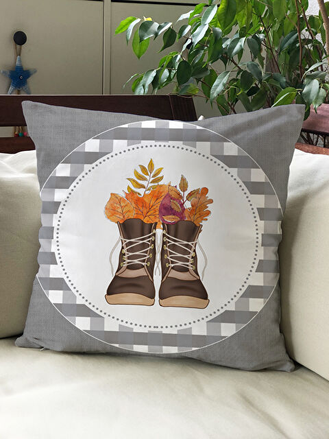 Evmila Sonbahar Temalı 43x43 Kadife Kırlent Kılıfı - S000292199-23173