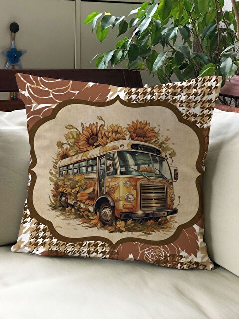 Evmila Sonbahar Temalı 43x43 Kadife Kırlent Kılıfı - S000292203-23173