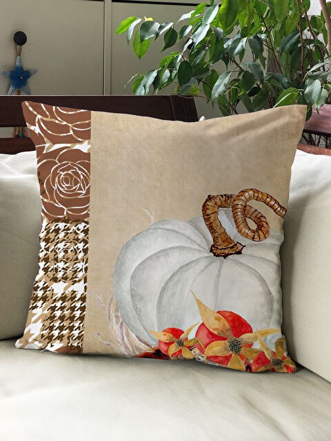 Evmila Sonbahar Temalı 43x43 Kadife Kırlent Kılıfı - S000292205-23173