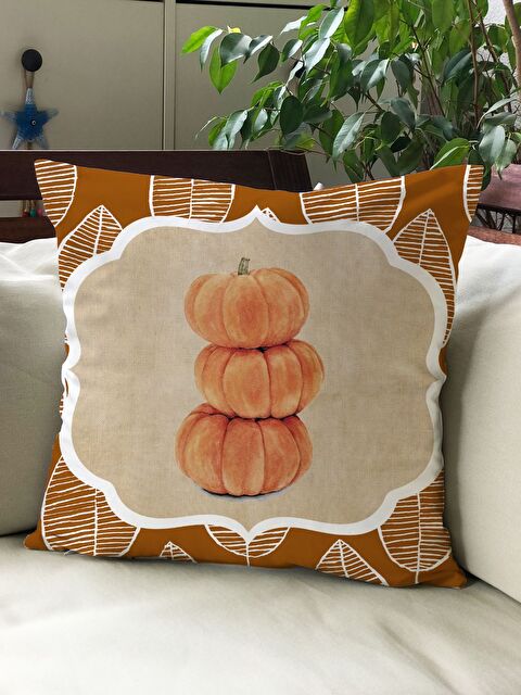 Evmila Sonbahar Temalı 43x43 Kadife Kırlent Kılıfı - S000292253-23173