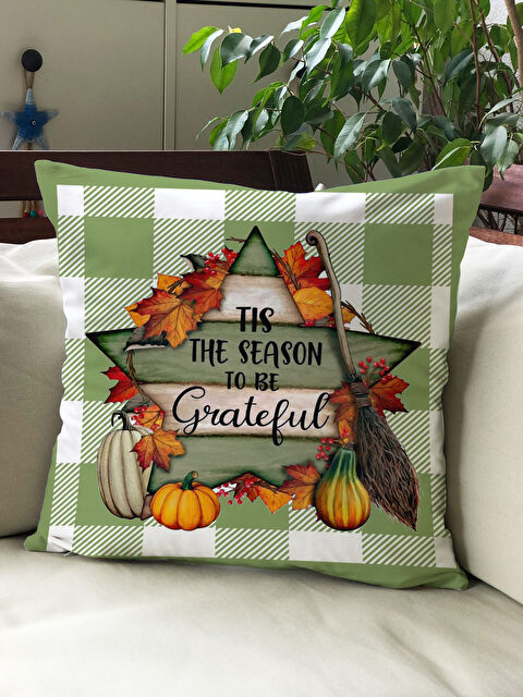 Evmila Sonbahar Temalı 43x43 Kadife Kırlent Kılıfı - S000292218-23173