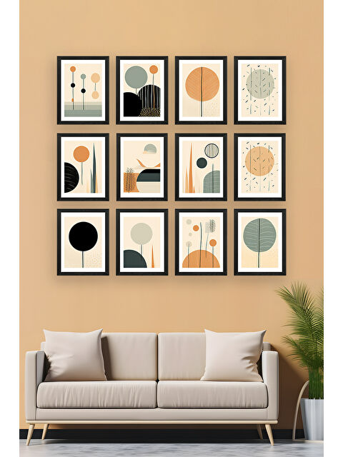 Artavessa 12 Parça Siyah Çerçeve Görünümlü Mdf Tablo Seti - 12ARTAVESSA25-1520