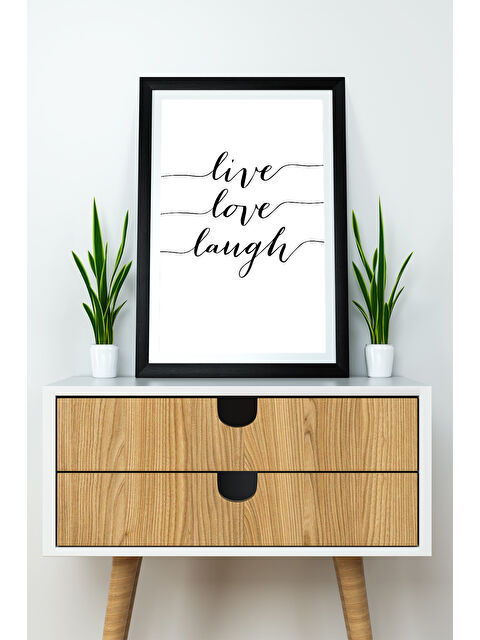 Artavessa Tek Parça 33x48 Cm Çerçeve Görünümlü Yazılı Mdf Tablo "Live Love Laugh"