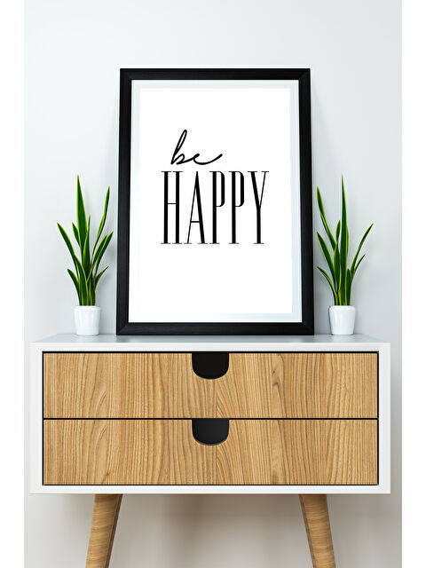 Artavessa Tek Parça 20x30 Cm Çerçeve Görünümlü Yazılı Mdf Tablo "Be Happy"