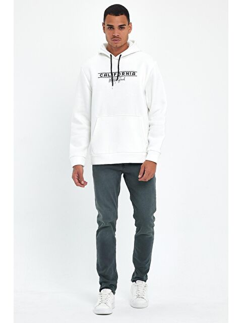 Süperlife Kapüşonlu Regular Fit İçi Polarlı 3 İplik California Baskılı Erkek Hoodie spr24sw11 - S000071935-19965