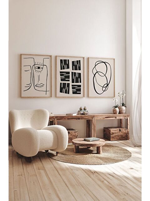 Artavessa Gerçek Ahşap Çerçeveli 3 Parça 3D Poster Tablo Seti - 3DARTSOHOSET70-3348