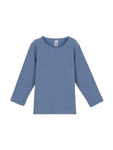 Lovetti Koyu Mavi Melanj Basic Kışlık Çıtçıtlı Uzun Kollu Bebek Tişört - S000053859-19393