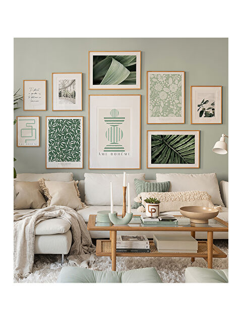 Artavessa 9 Parça Ahşap Çerçeve Görünümlü Mdf Tablo Seti - ARTAVESSAYSLMSTKO20