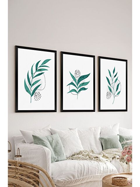 Artavessa 3 Parça Siyah Çerçeve Görünümlü Mdf Tablo Seti - Set 30 - 3SYHART30-2030