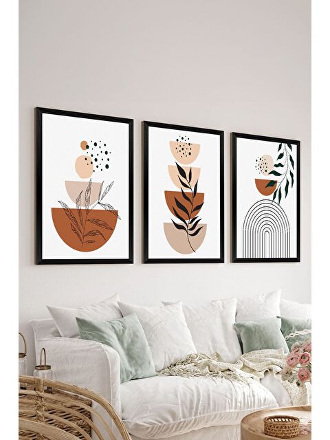 Artavessa 3 Parça Siyah Çerçeve Görünümlü Mdf Tablo Seti - Set 32 - 3SYHART32-3348