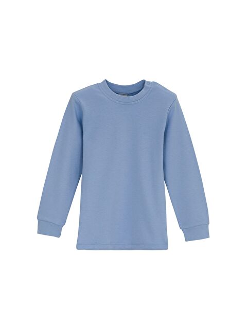 Lovetti Koyu Mavi Basic Kız Bebek Çıtçıtlı Yaka Kışlık Uzun Kollu Tişört - S000053861-19393