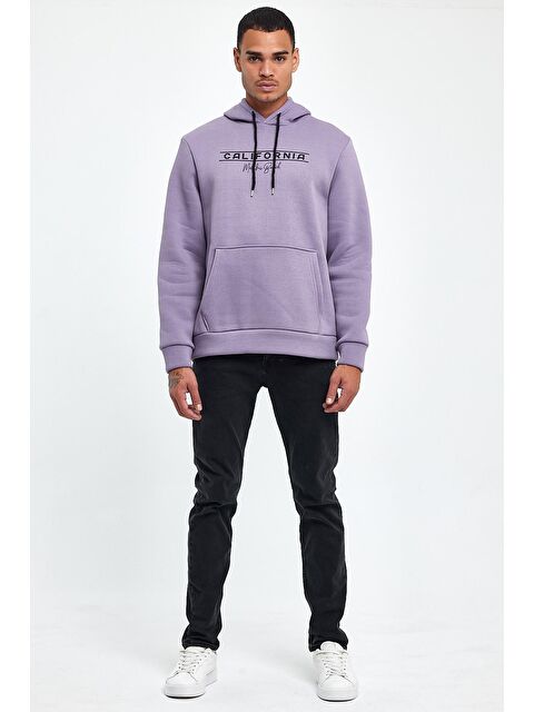 Süperlife Kapüşonlu Regular Fit İçi Polarlı 3 İplik California Baskılı Erkek Hoodie spr24sw11 - S000071935-17878