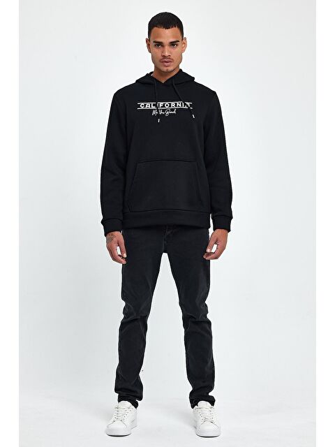 Süperlife Kapüşonlu Regular Fit İçi Polarlı 3 İplik California Baskılı Erkek Hoodie spr24sw11 - S000071935-19351
