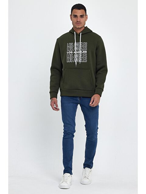 Süperlife Kapüşonlu Regular Fit İçi Polarlı 3 İplik Los Angeles Baskılı Erkek Hoodie spr24sw10 - S000071934-18547