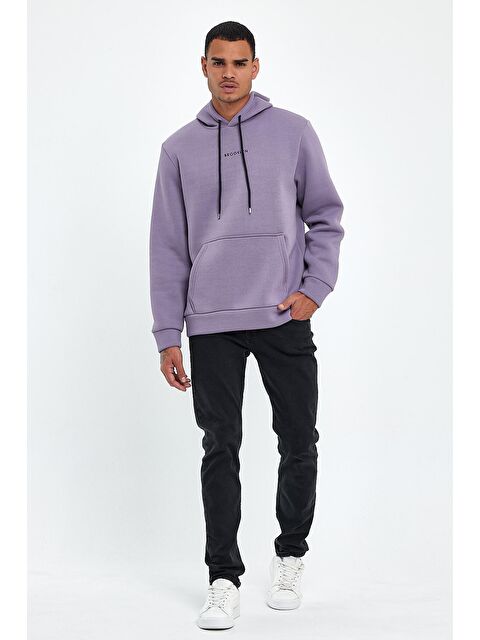 Süperlife Kapüşonlu Regular Fit İçi Polarlı 3 İplik Orta Brooklyn Baskılı Erkek Hoodie spr24sw13 - S000071937-17878