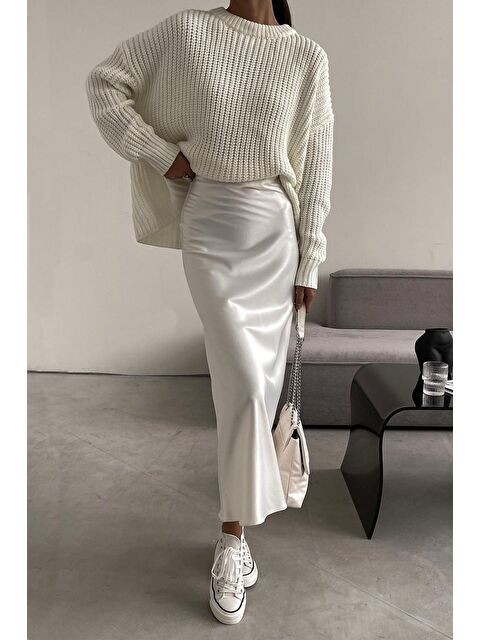 Madmext Basic Midi Saten Etek Mg1409 - S000030353-20063