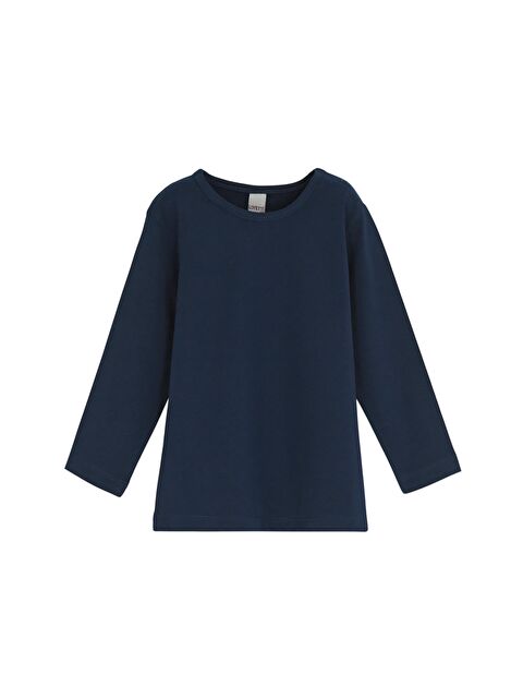 Lovetti Açık Lacivert Basic Kışlık Çıtçıtlı Uzun Kollu Bebek Tişört - S000053859-19459