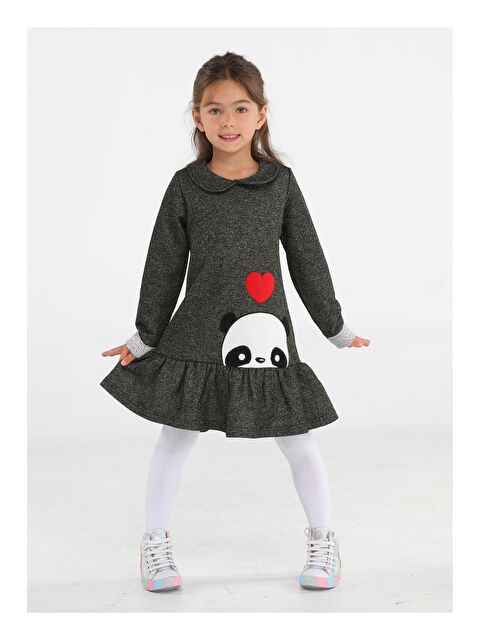 Casabony Panda Gold Simli Kız Elbise - S000043262-29666