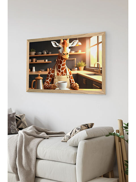 Artavessa Tek Parça Ahşap Çerçeve Görünümlü Zürafa Baskılı MDF 20x30 cm Tablo - Model 7